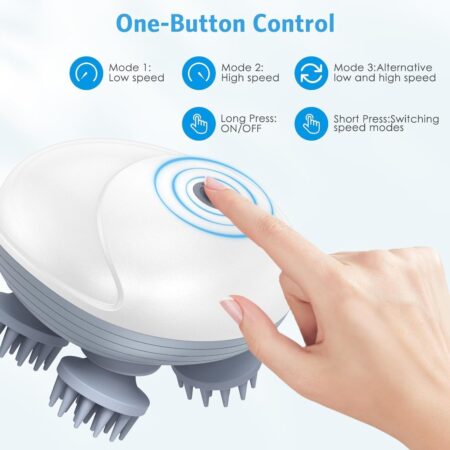 Head Massager for Scalp – 4 Heads Electric Head Massager Vibrating Machine | Handheld Massager Tool with Telescopic Handle for Relaxing Muscle Relief & Head Massage
