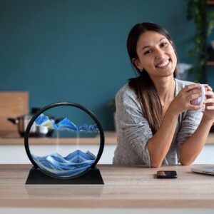 3D Moving Sand Art Picture Round Glass