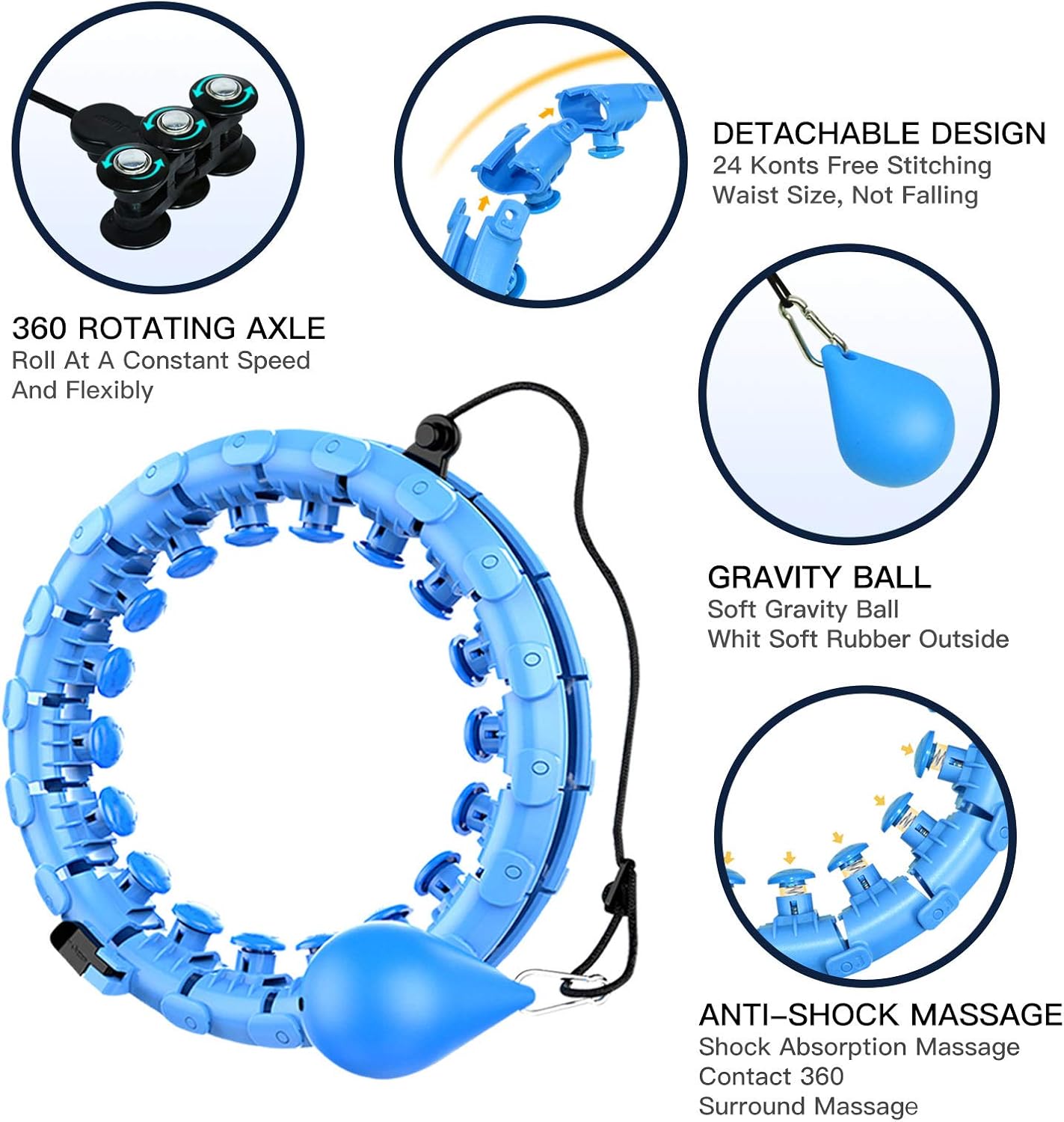 Adjustable Weighted Hula Hoops for Fitness - 24 Detachable Sections for All Ages - Image 3