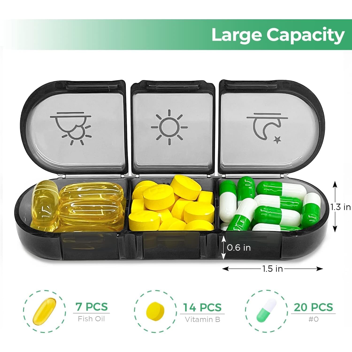Compact Travel Medicine Organizer with 7 Moisture-Resistant Compartments – Portable Pill Case for Vitamins & Supplements - Image 5