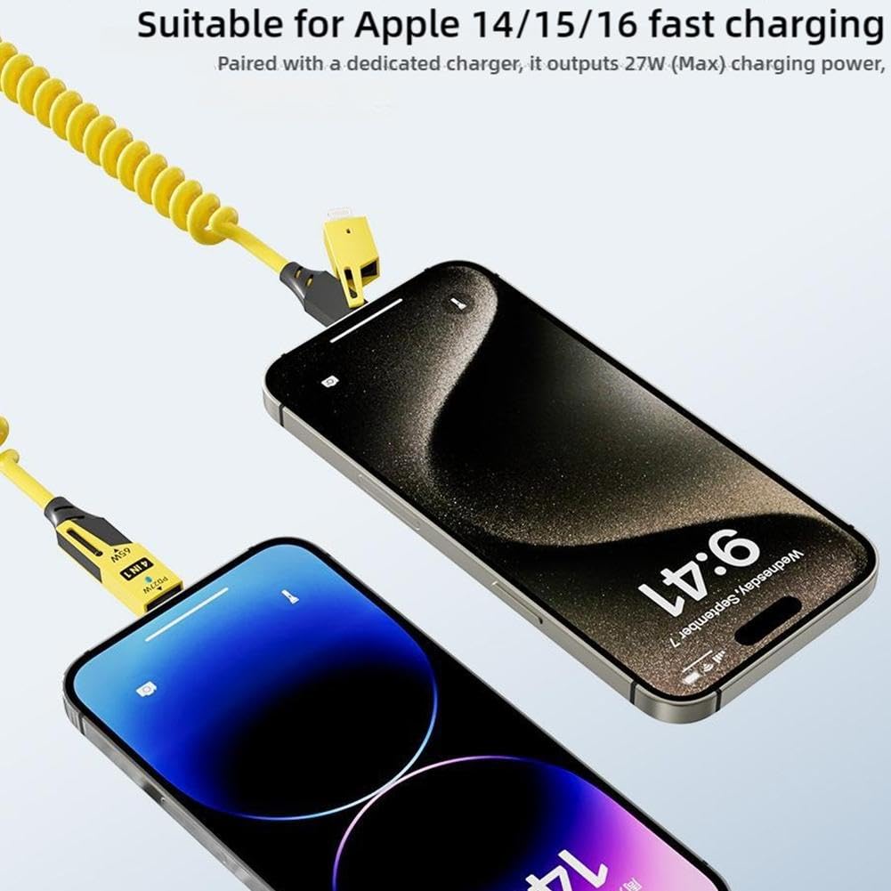 4 in 1 multi charging cable – 60W Fast Charging, Retractable Cord with USB-A, USB-C, and Lightning Connectors for iPhone, iPad, Android, MacBook, - Image 3