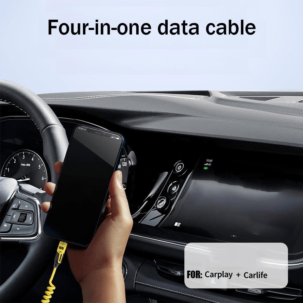 4 in 1 multi charging cable – 60W Fast Charging, Retractable Cord with USB-A, USB-C, and Lightning Connectors for iPhone, iPad, Android, MacBook, - Image 4