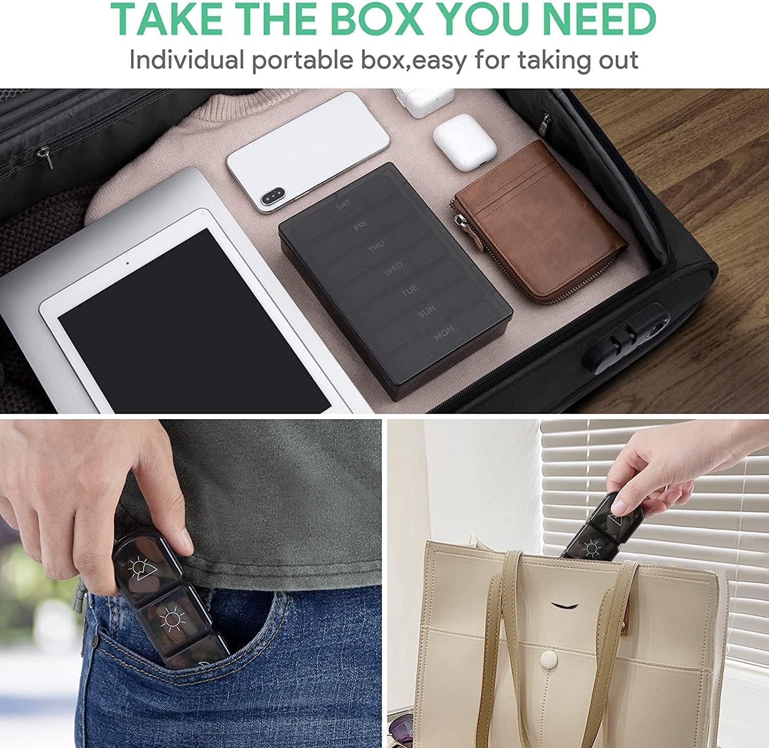 Compact Travel Medicine Organizer with 7 Moisture-Resistant Compartments – Portable Pill Case for Vitamins & Supplements - Image 2