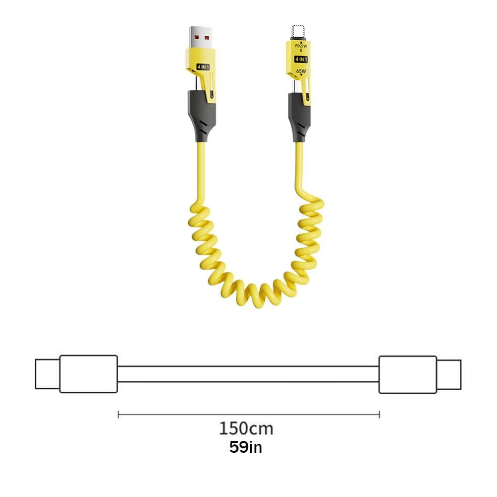 4 in 1 multi charging cable – 60W Fast Charging, Retractable Cord with USB-A, USB-C, and Lightning Connectors for iPhone, iPad, Android, MacBook, - Image 9