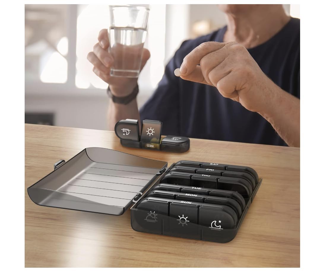 Compact Travel Medicine Organizer with 7 Moisture-Resistant Compartments – Portable Pill Case for Vitamins & Supplements - Image 4