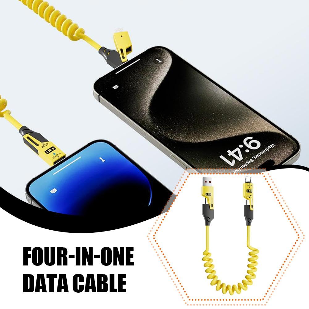4 in 1 multi charging cable – 60W Fast Charging, Retractable Cord with USB-A, USB-C, and Lightning Connectors for iPhone, iPad, Android, MacBook, - Image 8