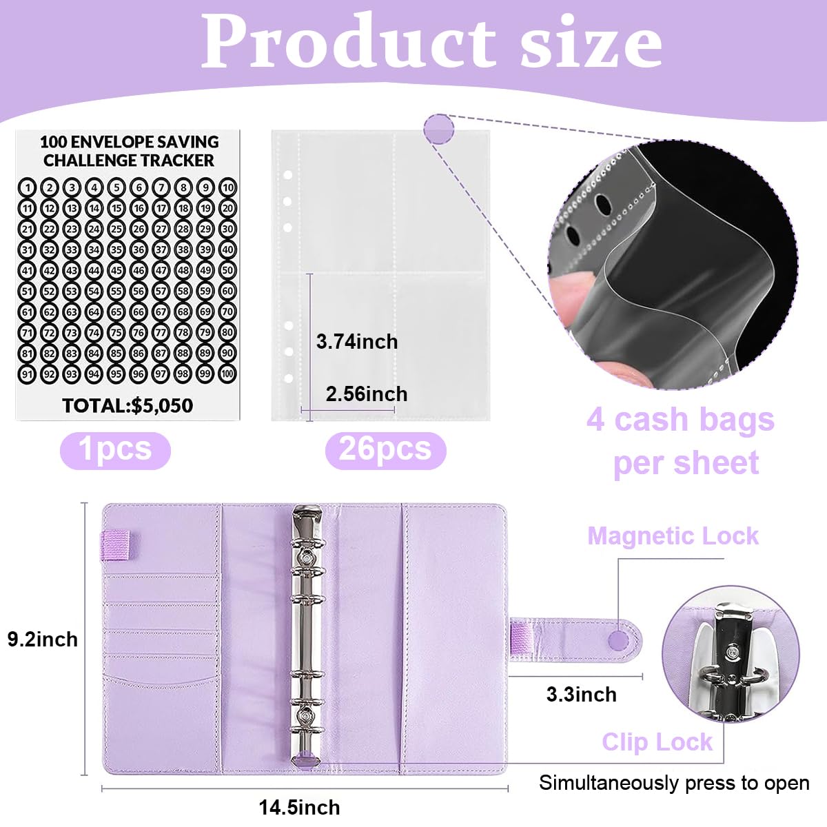 100 Days Money Saving Planner – A5 Budget Binder with 100 Cash Envelopes - Image 3