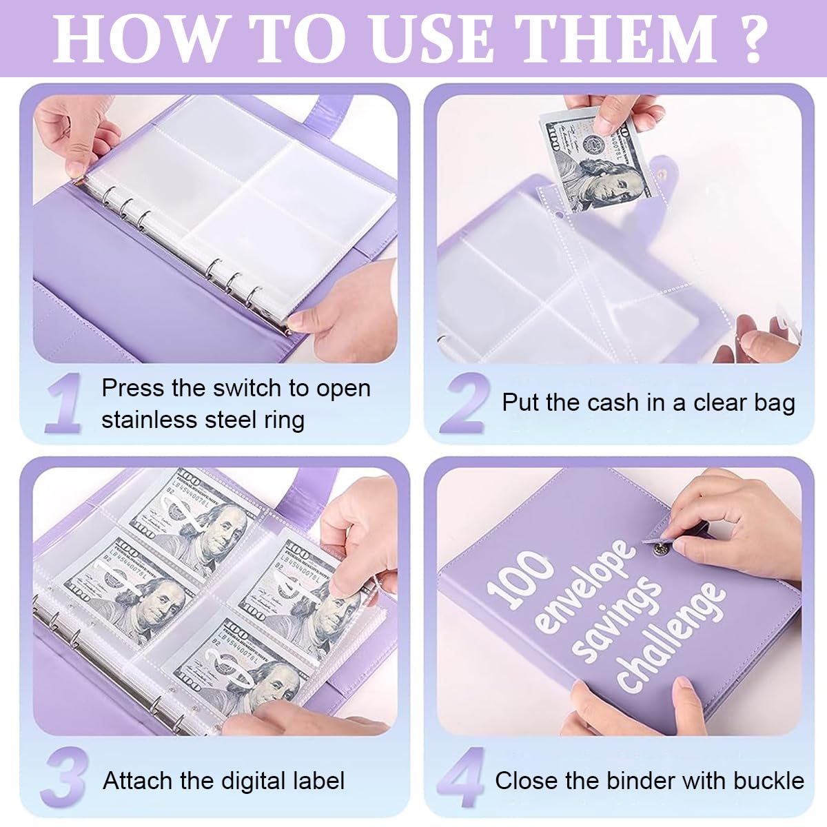 100 Days Money Saving Planner – A5 Budget Binder with 100 Cash Envelopes - Image 5