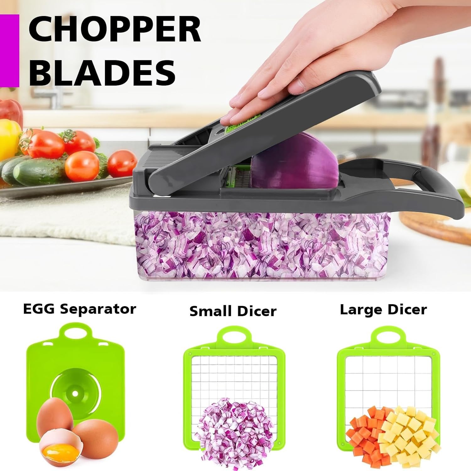 14 in 1 Food Chopper with 8 Blades and Container Multifunctional Food Vegetable Cutter - Image 4