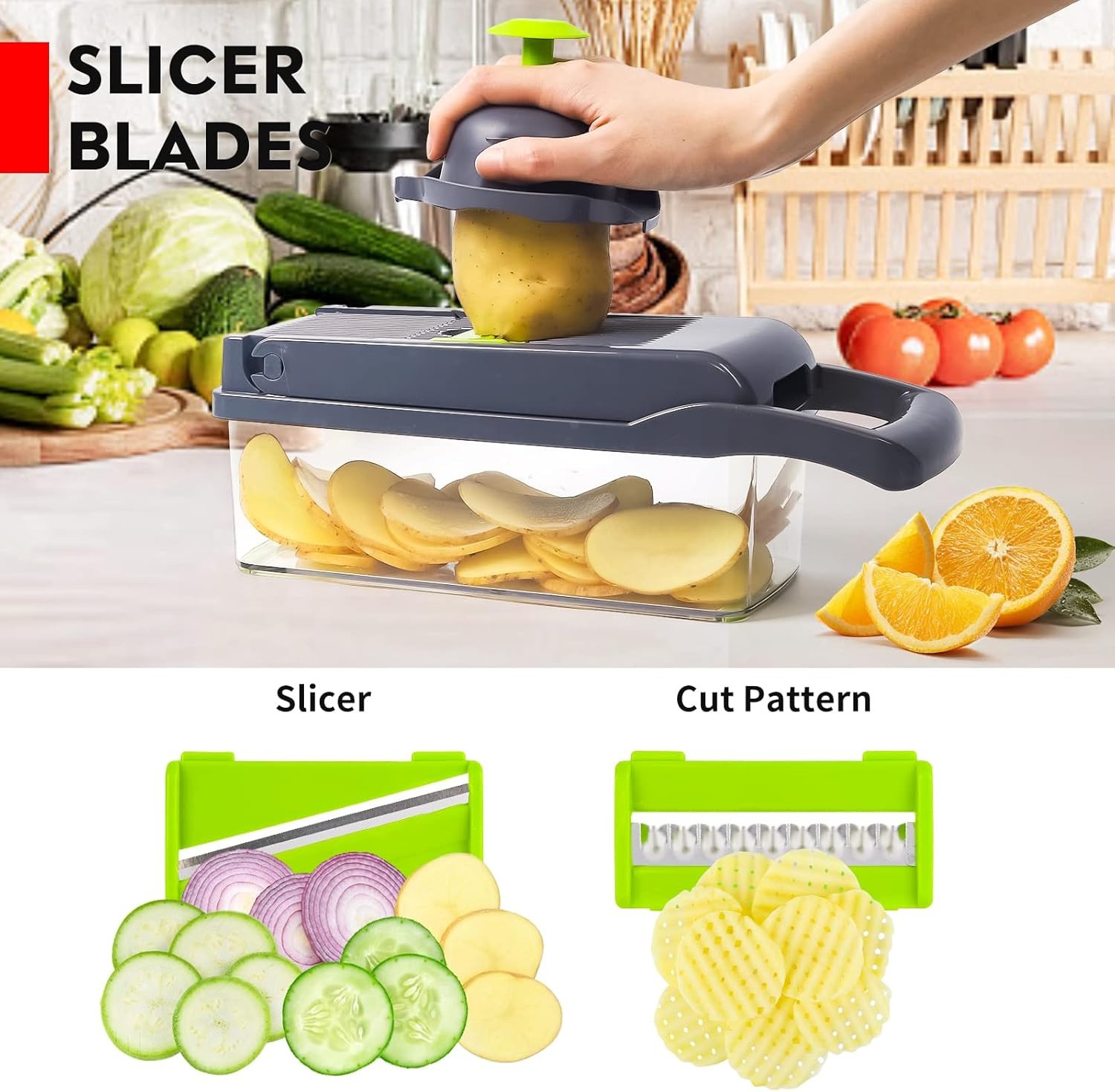 14 in 1 Food Chopper with 8 Blades and Container Multifunctional Food Vegetable Cutter - Image 6