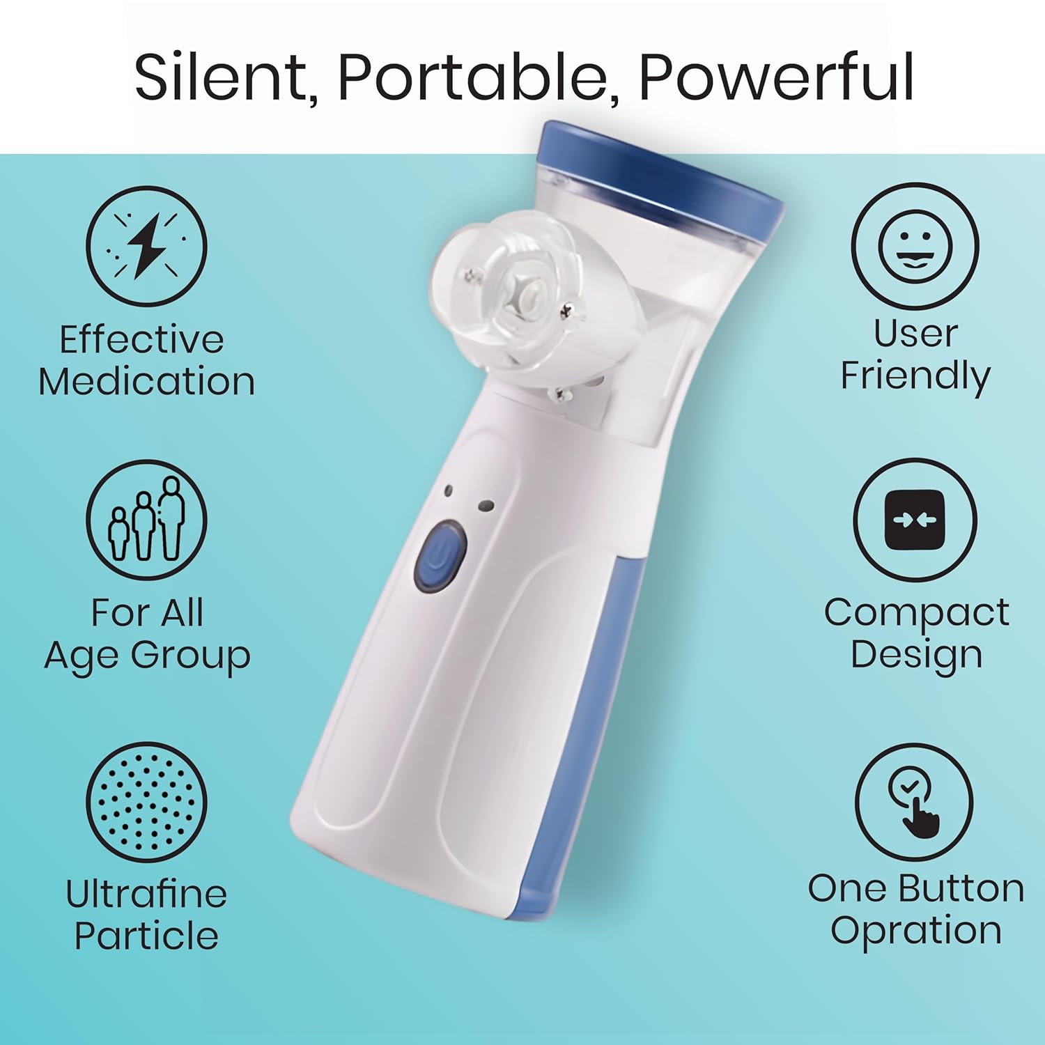 Portable Mesh Nebulizer Machine – Compact Nebulizer for COPD, Asthma, Cold, Cough & Cystic Fibrosis | Silent Mist Inhaler for Adults & Children - Image 7
