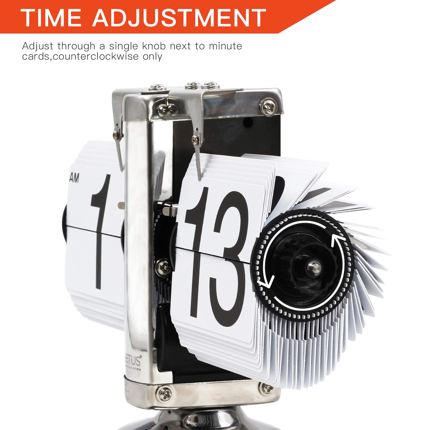 Retro Flip Clock White Metal Mechanical-Digital Flip Desk Clock – Steampunk Vintage Display Shelf Clock (8 x 6.5 x 3 Inches) - Image 4