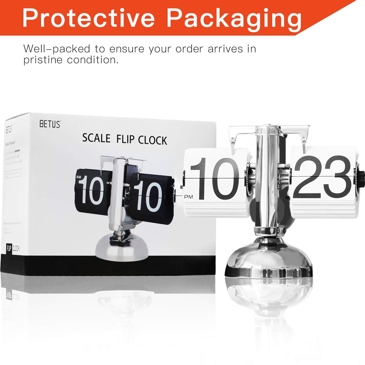 Retro Flip Clock White Metal Mechanical-Digital Flip Desk Clock – Steampunk Vintage Display Shelf Clock (8 x 6.5 x 3 Inches) - Image 7