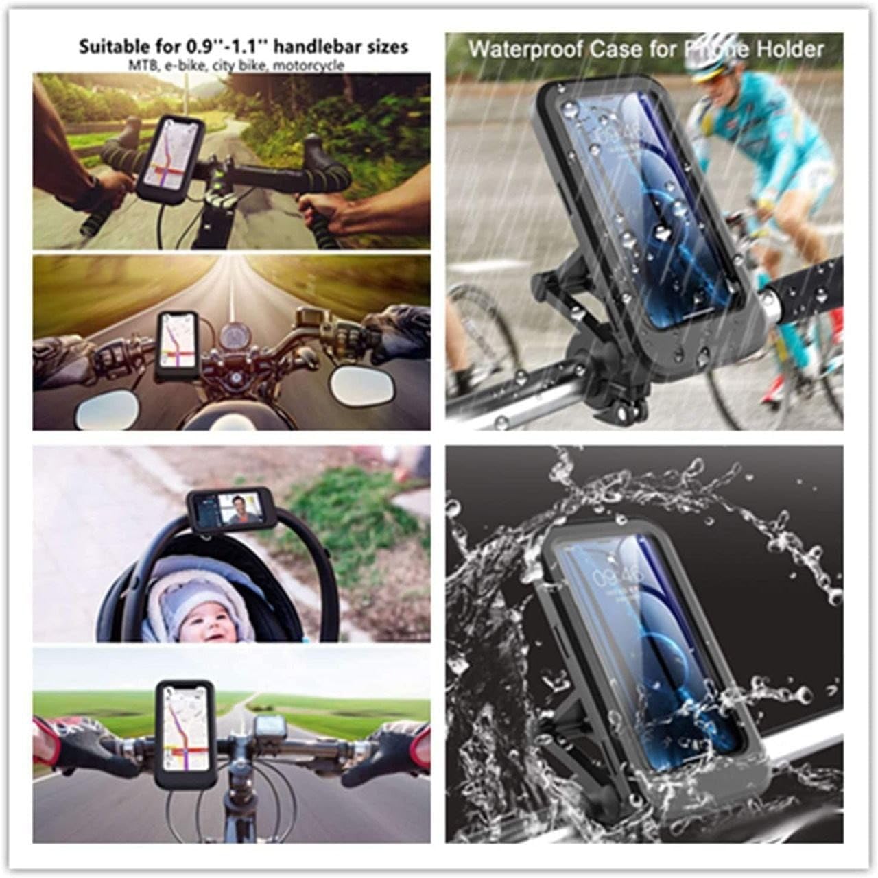 Waterproof Phone Holder for Bike with Touchscreen and 360 Rotation