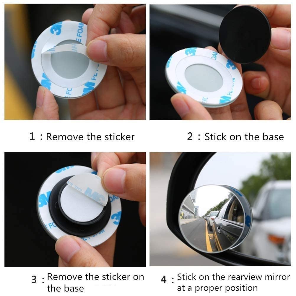 360 Degree Blind Spot Mirror for Car – 2 Pack Adjustable HD Glass Convex Mirror with Waterproof 3M Adhesive, Universal Fit for Cars, SUVs, and Trucks - Image 6