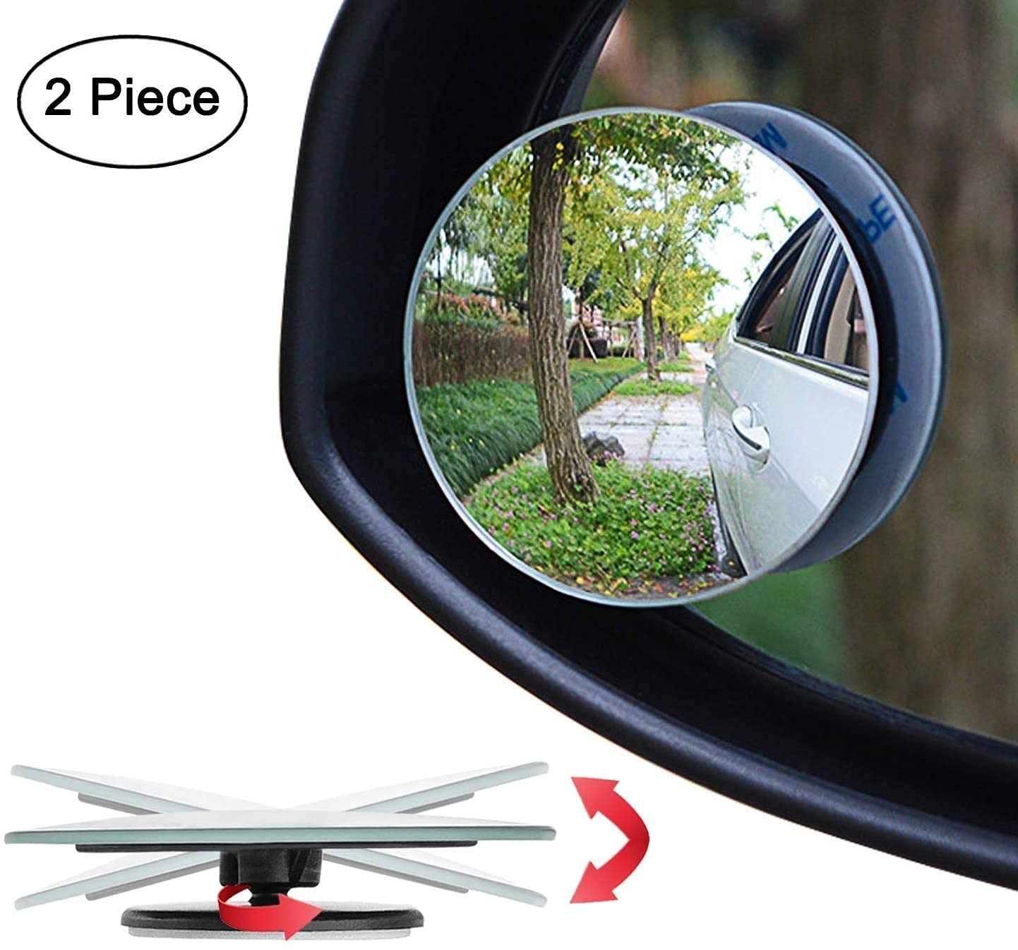 360 Degree Blind Spot Mirror for Car – 2 Pack Adjustable HD Glass Convex Mirror with Waterproof 3M Adhesive, Universal Fit for Cars, SUVs, and Trucks - Image 5