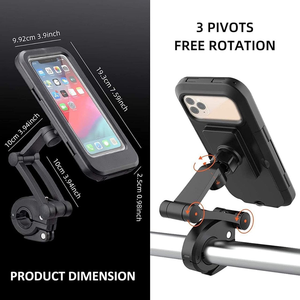 Waterproof Phone Holder for Bike – 360° Rotatable Mount with Aluminum Alloy Base, Anti-Glare Touch-Screen, IP66 Waterproof, and Charging Port for 6.1" Phones - Image 5