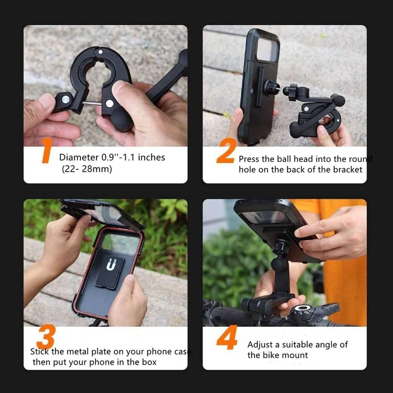 Waterproof Phone Holder for Bike with Touchscreen and 360 Rotation