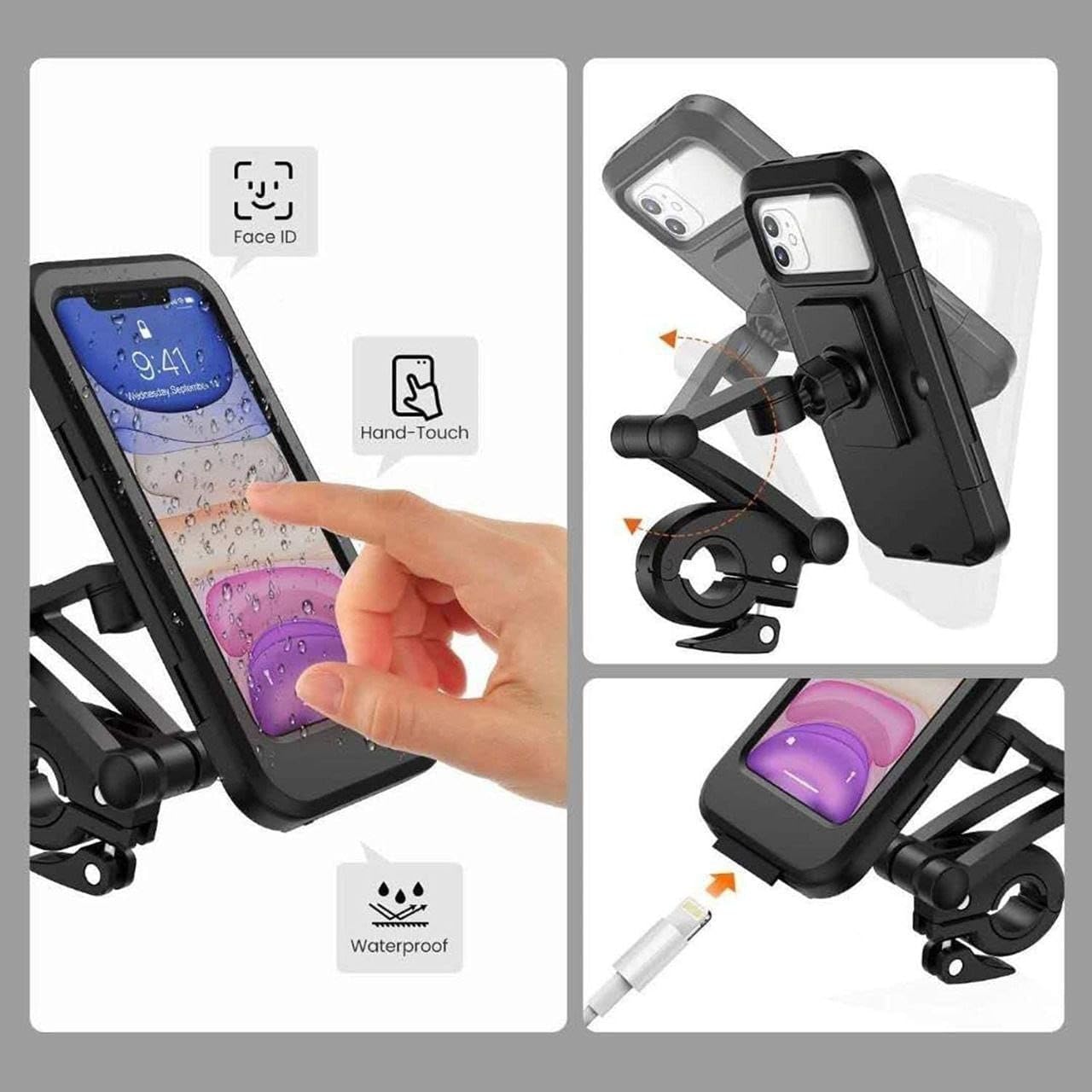 Waterproof Phone Holder for Bike with Touchscreen and 360 Rotation