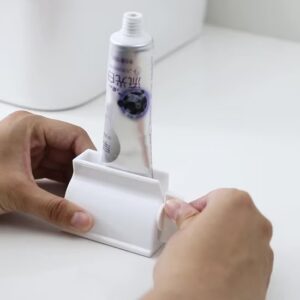 Rolling Tube Toothpaste Squeezer – Plastic Toothpaste Dispenser Seat Holder with Rotating Handle for Bathroom Use