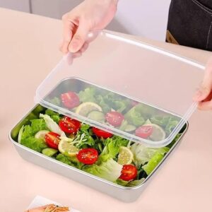Stainless steel food storage container with lid for baking and cooking