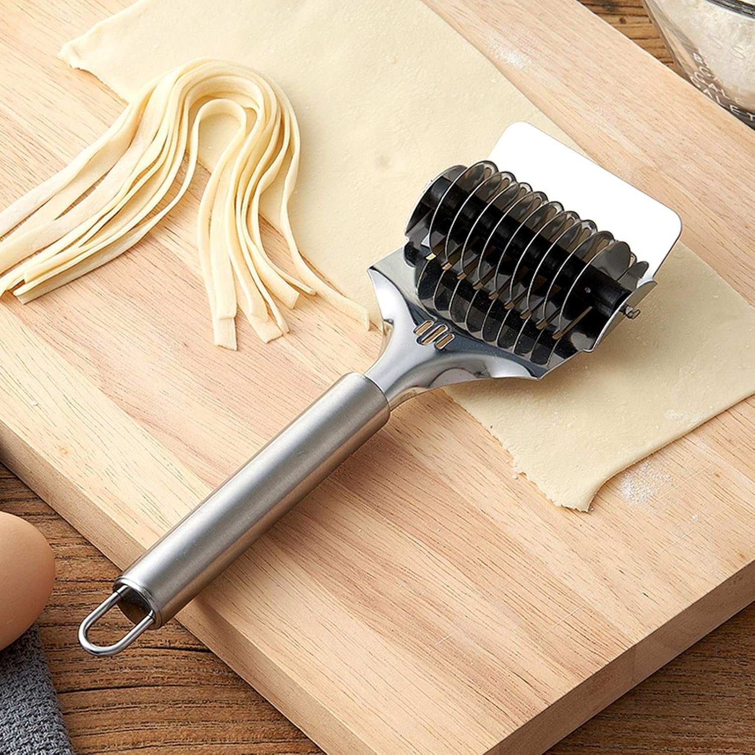 2-in-1 Stainless Steel Noodles Cutter with Easy Grip Handle