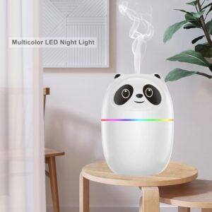 Cute Panda Mini Humidifier with 7-Color Night Light