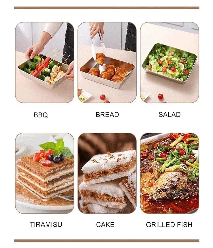 Stainless Steel Food Storage Container with Lid | Oven-Safe Baking Tray & Cooking Pan | Rectangle Plate for Meal Prep, Serving, Leftovers & Kitchen Storage - Image 4