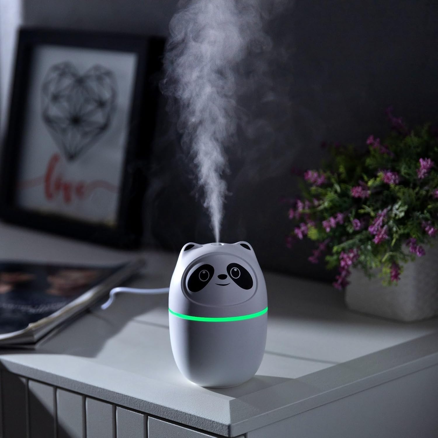 Cute Panda Mini Humidifier – Portable Desk Air Humidifier with 7-Color Night Light, 2 Spray Modes, 6-Hour Run Time & Super Quiet Operation | Car, Office & Bedroom - Image 6