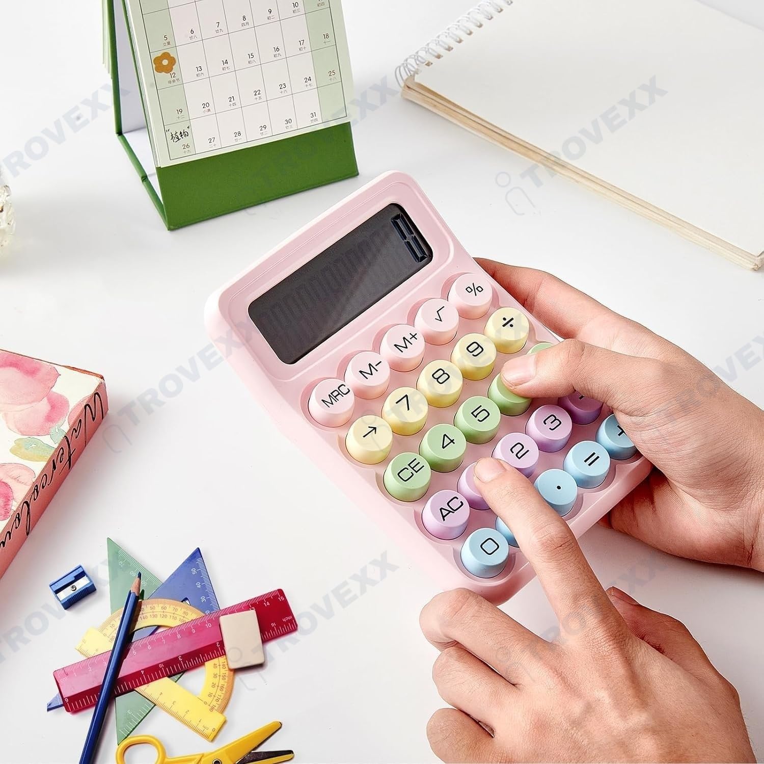 Large Display Desktop Calculator – Big Button Office Calculator with Tilted LCD Screen, Ergonomic Spring-Loaded Design, Non-Slip Feet, and Energy-Saving Auto Power-Off - Image 7