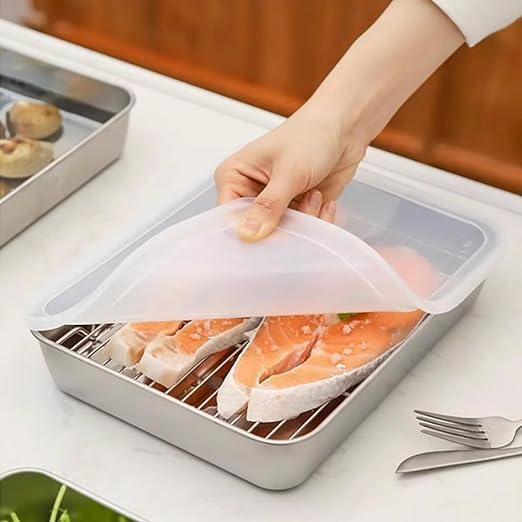 Stainless Steel Food Storage Container with Lid | Oven-Safe Baking Tray & Cooking Pan | Rectangle Plate for Meal Prep, Serving, Leftovers & Kitchen Storage - Image 5