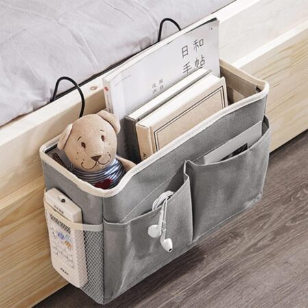 Bedside Organizer Caddy with Charging Station for Dorm Rooms
