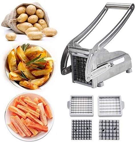 Stainless Steel Potato Chipser – French Fries Maker & Vegetable Cutter | Easy Potato Finger Chips Cutter Machine for Kitchen, Silver, Medium | Durable & Rust-Resistant
