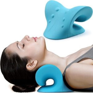 Neck and Shoulder Relaxer Cervical Stretcher Traction Device | Chiropractic Pillow for Neck Pain Relief & Hump Correction | Acupressure & Posture Support, Multicolor