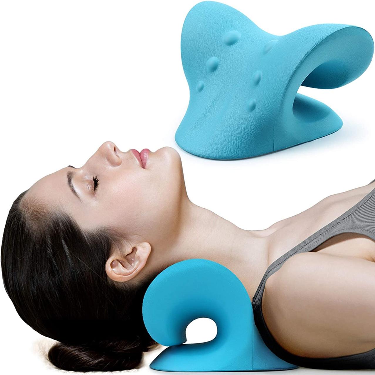Neck and Shoulder Relaxer Cervical Stretcher Traction Device | Chiropractic Pillow for Neck Pain Relief & Hump Correction | Acupressure & Posture Support, Multicolor