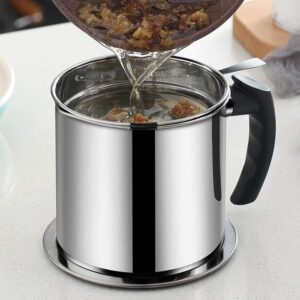 Stainless Steel Oil Strainer Pot with Fine Mesh Filter