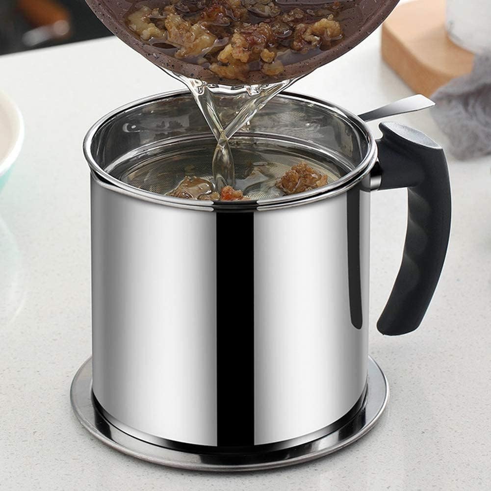 Stainless Steel Oil Strainer Pot with Fine Mesh Filter