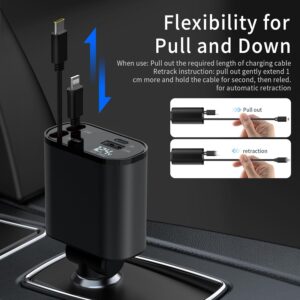 4-in-1 Retractable Car Charger with Dual USB Ports