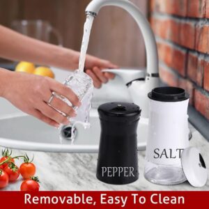 Salt and Pepper Shakers Set Black and White with Adjustable Pour Holes