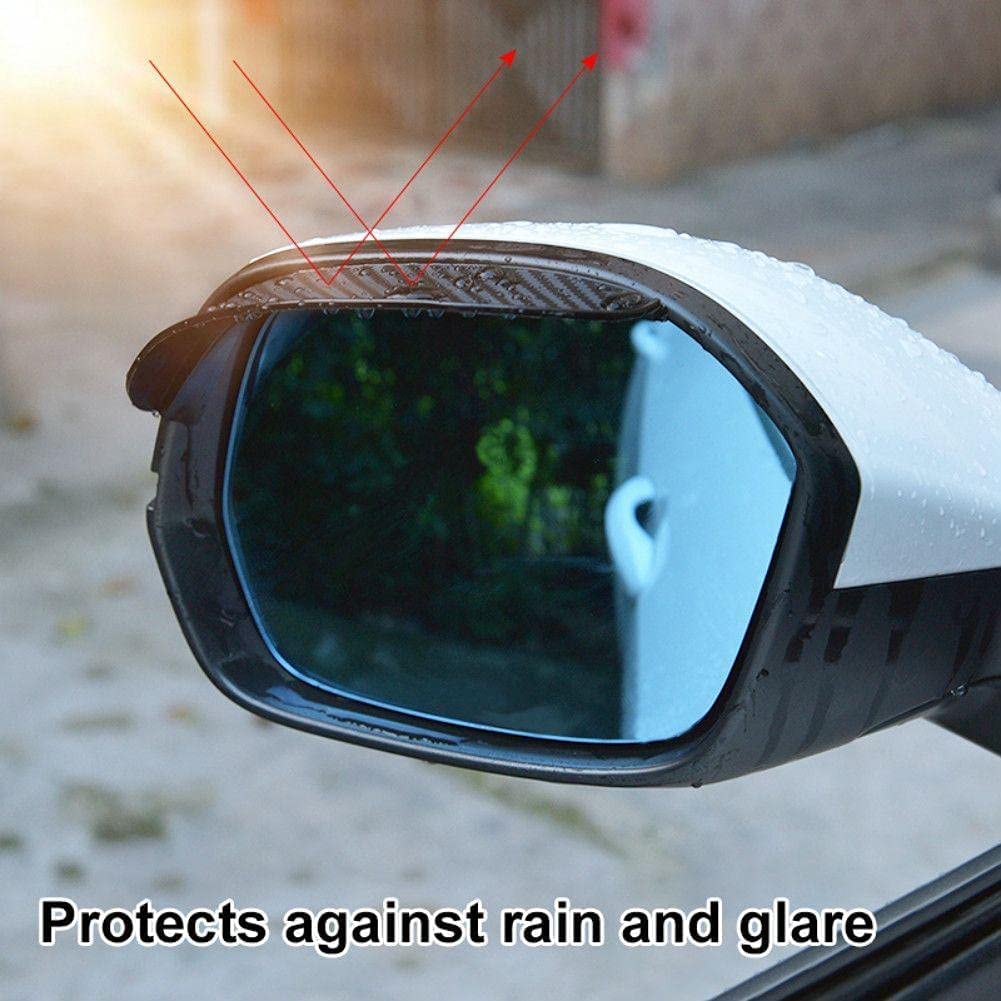 Car Rear View Mirror Rain Visor Eyebrow – Car Side Mirror Rain Guard Smoke Cover | Universal Waterproof PVC Protector for Car, Truck & SUV – Black (Pair 1) - Image 2