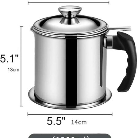 Stainless Steel Oil Strainer Pot with Fine Mesh Filter