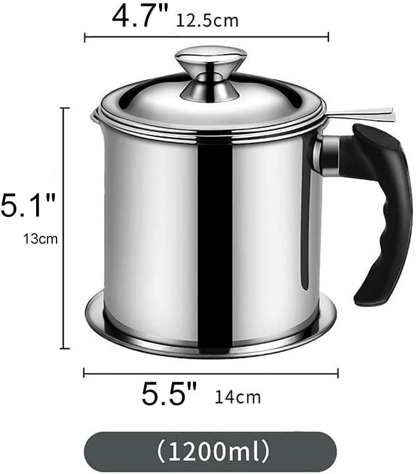 Oil Strainer Pot Grease Can – 1.5L Stainless Steel Oil Storage Container with Fine Mesh Filter, Anti-Scald Handle & Lid | Reusable Bacon Grease Separator & Cooking Oil Saver - Image 2
