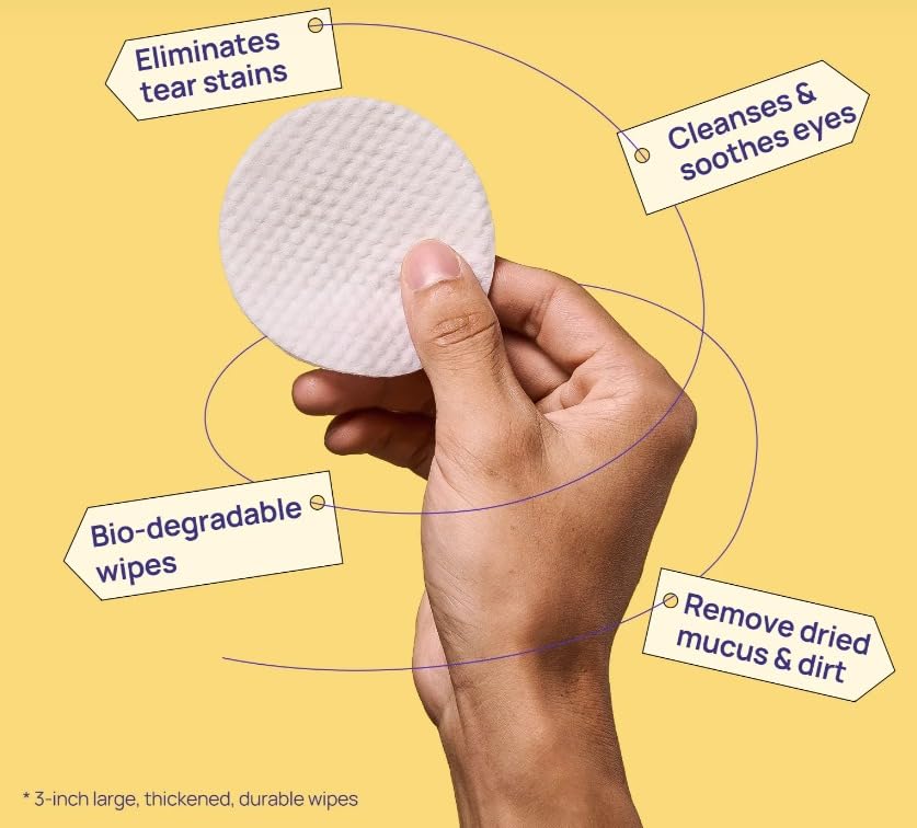 Pet Eye & Ear Cleaning Wipes for Dogs & Cats | 200 Count Non-Irritating Grooming Wipes with Primrose Oil | Tear Stain & Wax Remover | Gentle Daily Pet Hygiene Care - Image 2