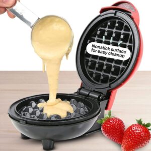 Electric Non-stick Mini Waffle Maker | Compact Belgian Waffle Iron for Hash Browns, Keto Snacks, Sandwiches & Eggs | Easy to Clean (Mint)