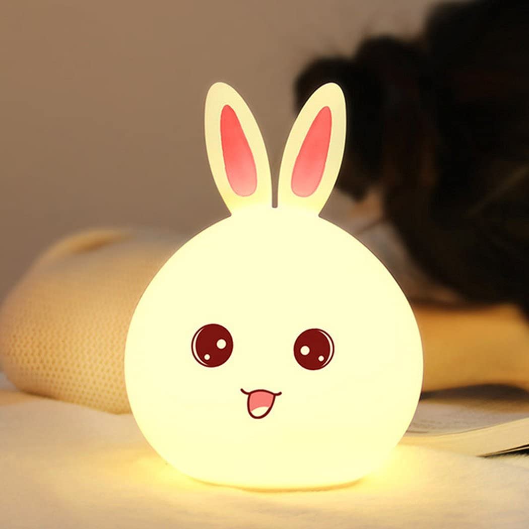 Cute Bunny Night Light – Portable Silicone LED Nursery Lamp with Touch Sensor | Kids Bedside Night Lamp, Safe Cool-to-Touch Design, Rechargeable Rabbit Lamp for Bedroom & Baby Room - Image 3