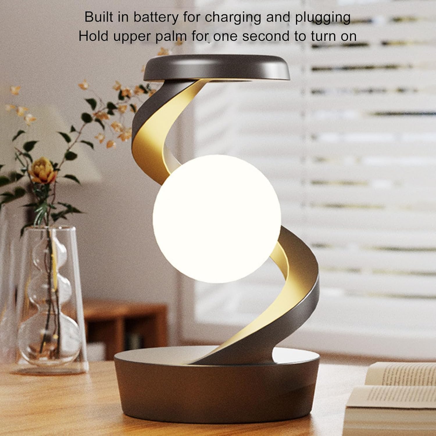 Spiral Rotating Desk Lamp – RGB Multicolor LED Levitating Moon Night Light | 3D Visual Floating Ball 360° Spiral Lamp | Modern Bedside & Table Lamp for Home & Office - Image 4