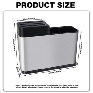 Stainless steel knife and cutlery holder for kitchen countertop