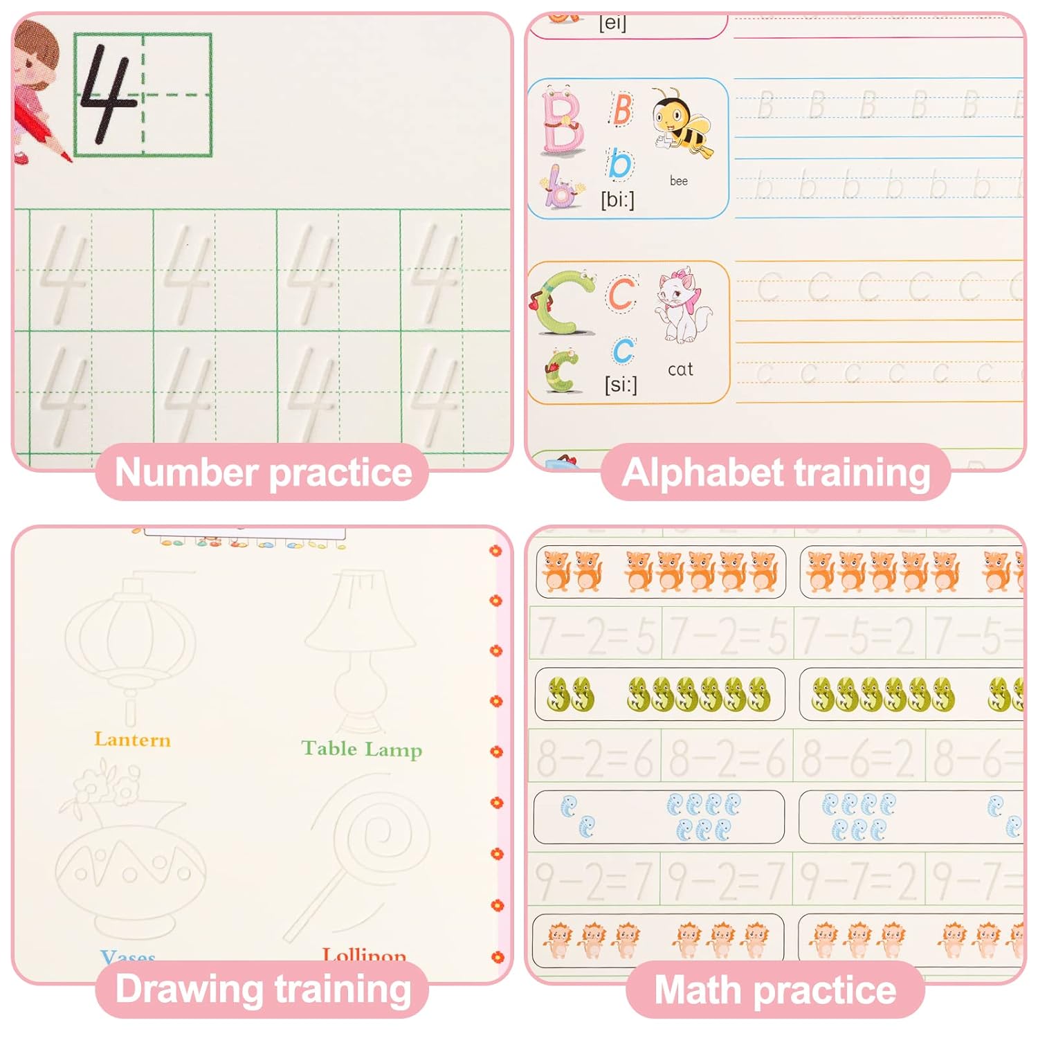 Magic Grooved Copybook for Kids | Reusable English Cursive Handwriting Practice Book Set (4 Books + 8 Pen Cores + 1 Holder + 1 Case) | 3D Groove Calligraphy Learning Workbook - Image 3