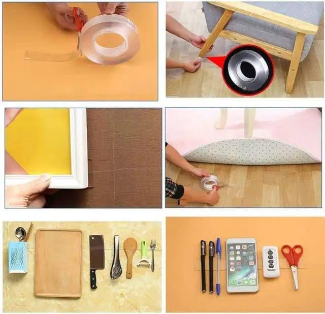 Double Sided Tape Heavy Duty | 3 Meter Nano Adhesive Silicone Gel Grip Tape | Reusable, Washable, Heat Resistant & Removable Anti-Slip Transparent Mounting Tape for Home & Office - Image 4