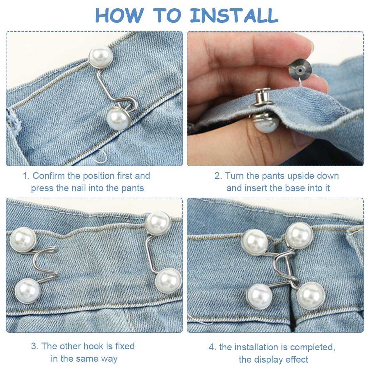 Set of 2 Adjustable Waist Buckles for Jeans & Pants – Instant Detachable Button Pins | Reusable Waist Resizer for Skirts, Robes, Trousers | No-Sew Waist Tightener - Image 3